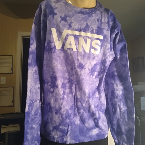 Vans Tops - Pretty Purple & White Vans Medium Long Sleeve Shirt